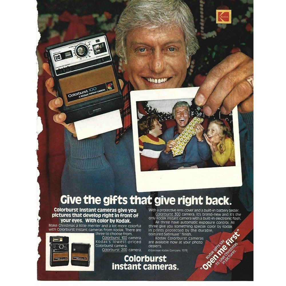 Vintage Print Ad Dick Van Dyke Kodak Colorburst 100 Instant Camera Color 1978